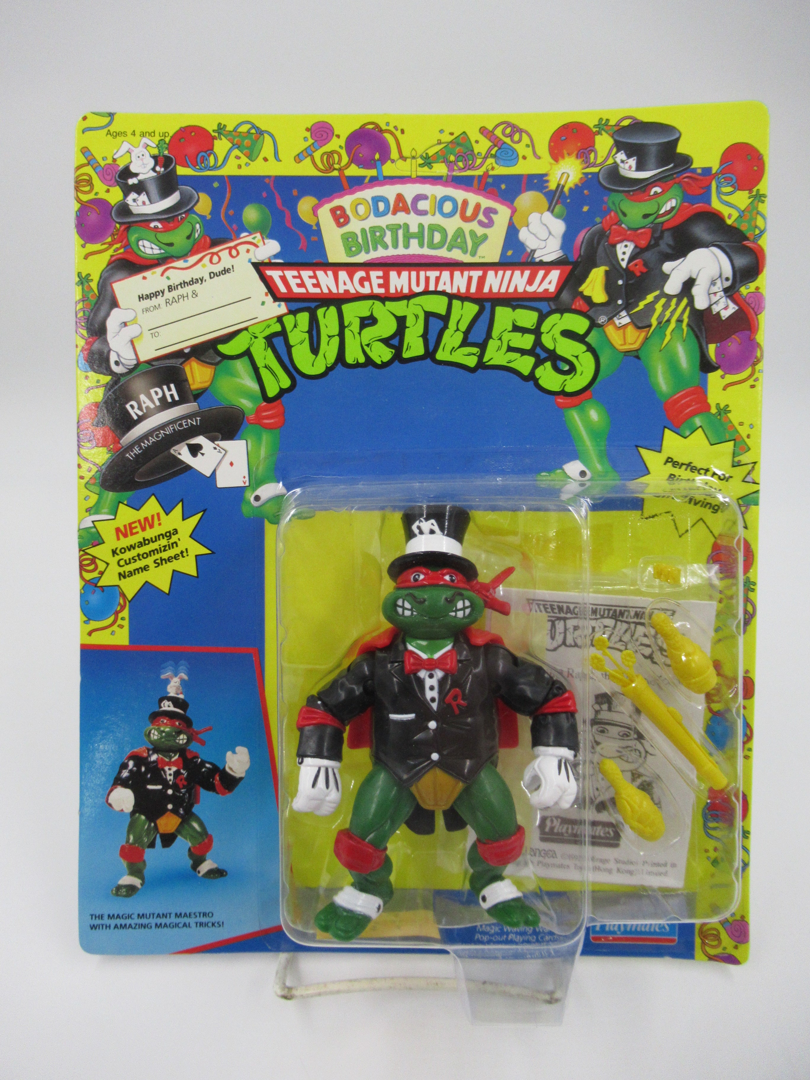 Teenage Mutant Ninja Turtles Raph the Magnificent Bodacious Birthday 4.5" Figure TMNTs - Playmates (1992)